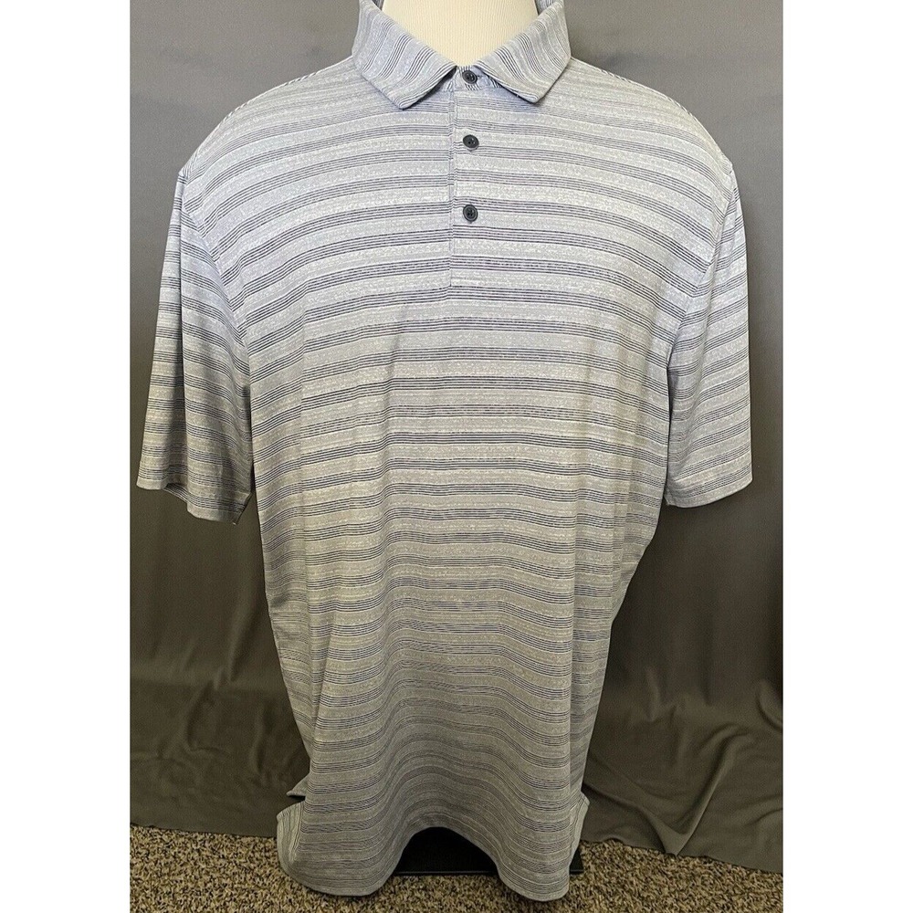 Walter Hagen Polo Mens XXL Gray Striped Majors 11 Golf Short Sleeve